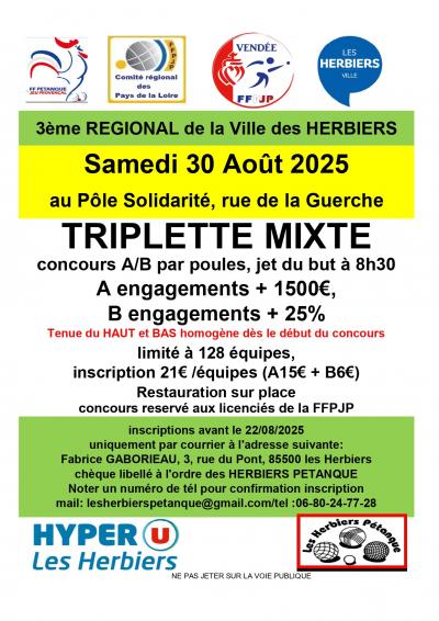 3ème REGIONAL LES HERBIERS PETANQUE