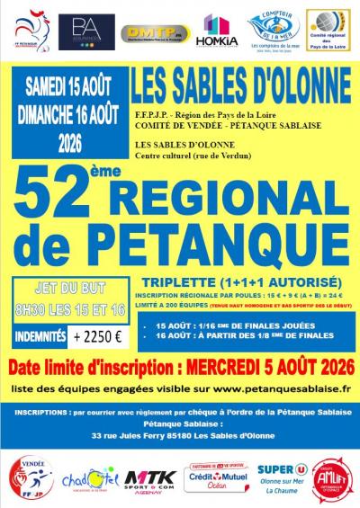 52ème Régional de Pétanque Pétanque Sablaise