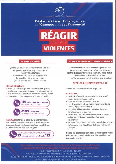 REAGIR FACE AUX VIOLENCES