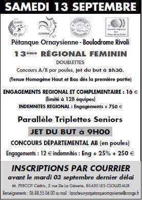 13ème REGIONAL PETANQUE ORNAYSIENNE