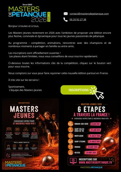 MASTERS JEUNES DE PETANQUE 2026